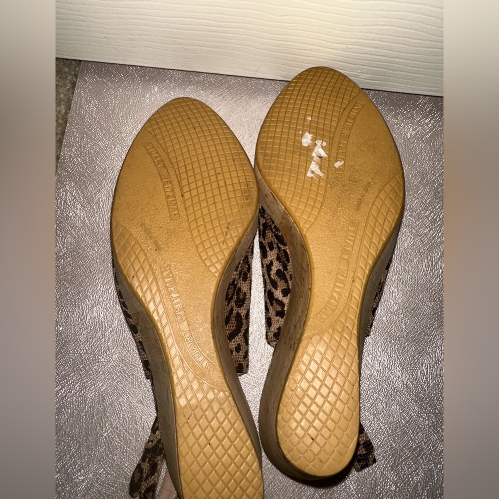 Stuart Weitzman Leopard Print Slingback Wedges 10 summer vacation Y2K style - Picture 12 of 13